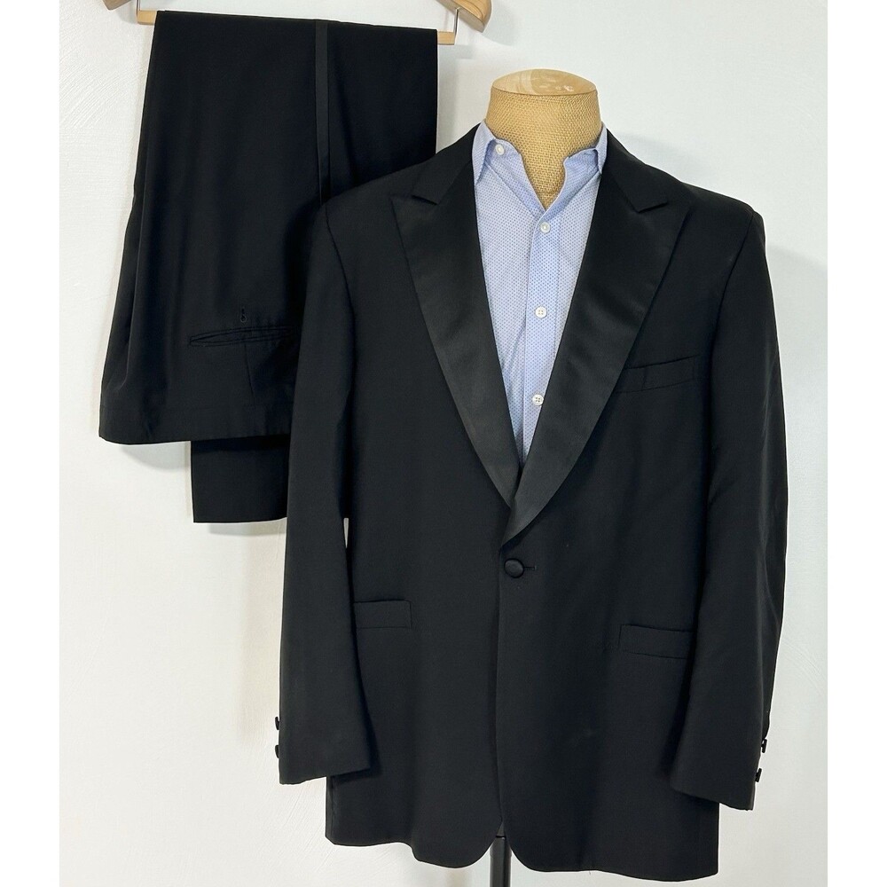 Brooks Brothers 1818 Wool Hand Tailored Tuxedo Satin Peak Lapel 44L 38x32 Pants